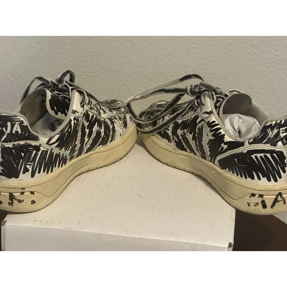 MARNI x VEJA Veja Leather Low Cut Scribble Sneakers‎ Shoes Men's Black 8.5